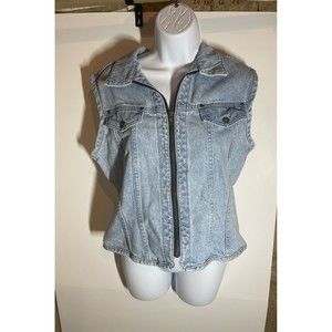 Sun Belt Denim Vintage Beaded Denim Vest Women’s Size M 100% Cotton Native